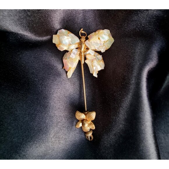Rare Find Vintage 1930s MIRIAM HASKELL Unsigned Butterfly Stick Hat Pin - Picture 4 of 6